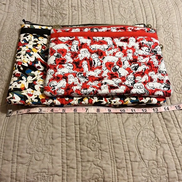 Carolina Herrera Red and White Floral Pouch Set. One with doggies. - Picture 6 of 8